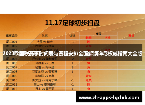 2023欧国联赛事时间表与赛程安排全面解读详尽权威指南大全版